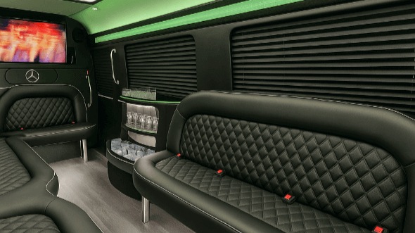 Interior of Tigard Party Bus Company's 14 Passenger Sprinter Limousine in Tigard