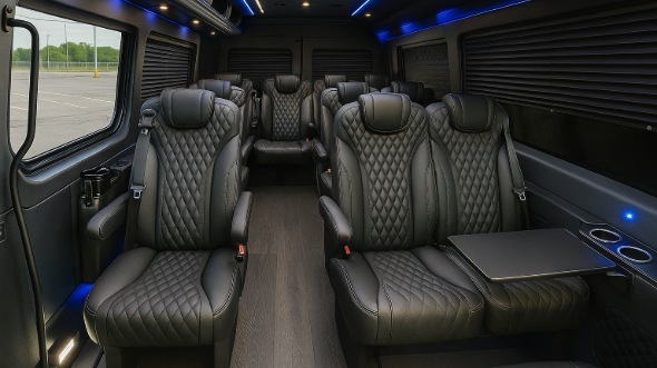 Interior of Portland Party Bus Company's 18 Passenger Minibus in Portland