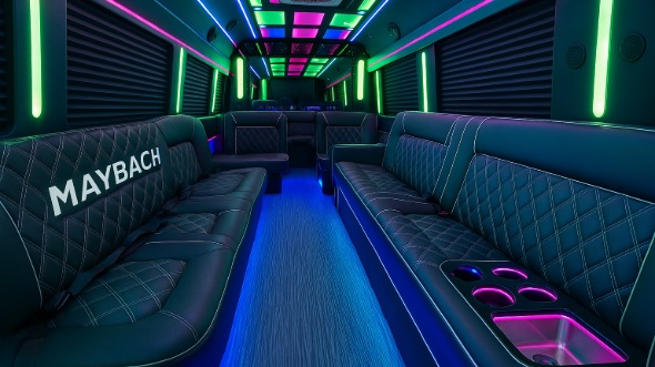 Interior of Charter Bus Company Beaverton's 28 Passenger Party Bus in Beaverton