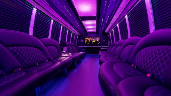 Interior of Bend Party Bus Company's 30 Passenger Party Bus in Bend