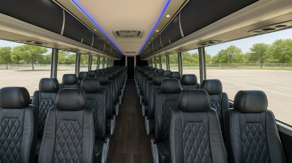 Interior of Portland Party Bus Company's 40 Passenger Charter Bus in Portland