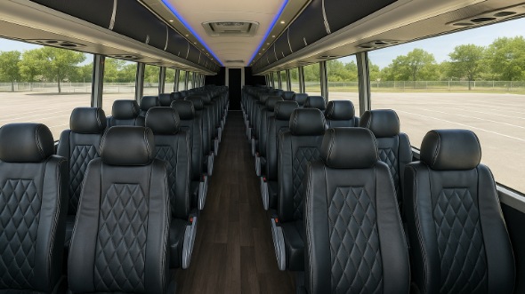 Interior of Portland Party Bus Company's 45 Passenger Charter Bus in Portland