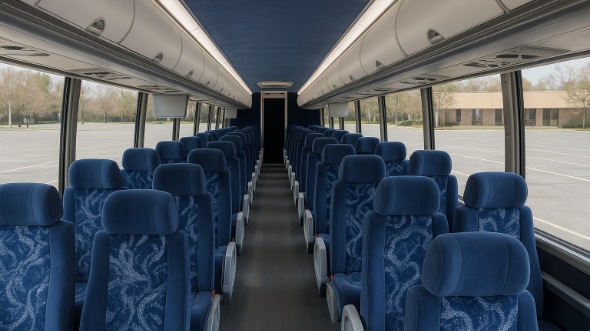Interior of Portland Party Bus Company's 48 Passenger Charter Bus in Portland