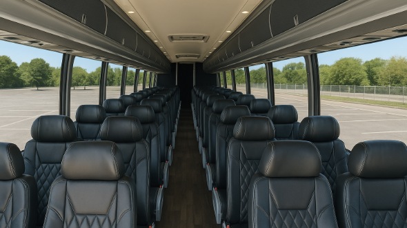 Interior of Portland Party Bus Company's 51 Passenger Charter Bus in Portland