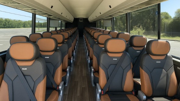 Interior of Portland Party Bus Company's 54 Passenger Charter Bus in Portland