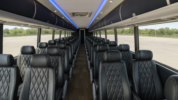 Interior of Portland Party Bus Company's 56 Passenger Charter Bus in Portland
