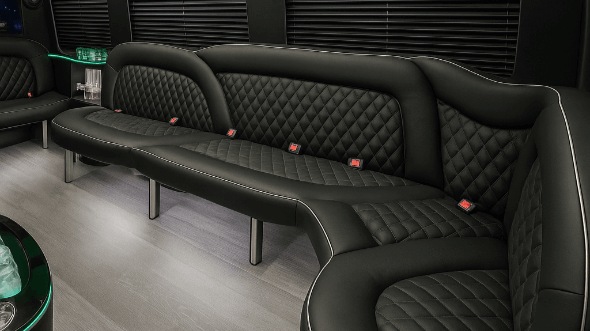 portland 18 passenger party bus inside